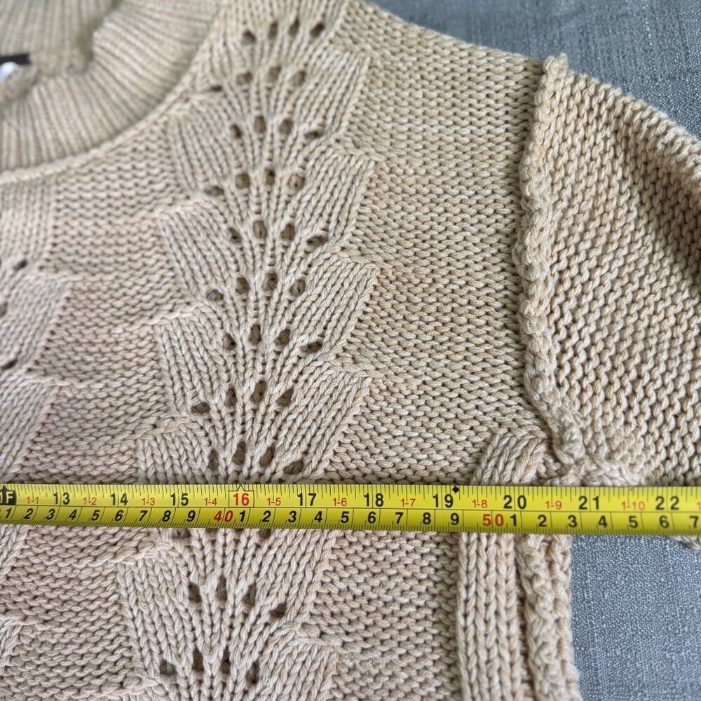 Free People Bell Song Mixed Knit Pullover Sweater Sandcastle Beige Size Small - Picture 13 of 14